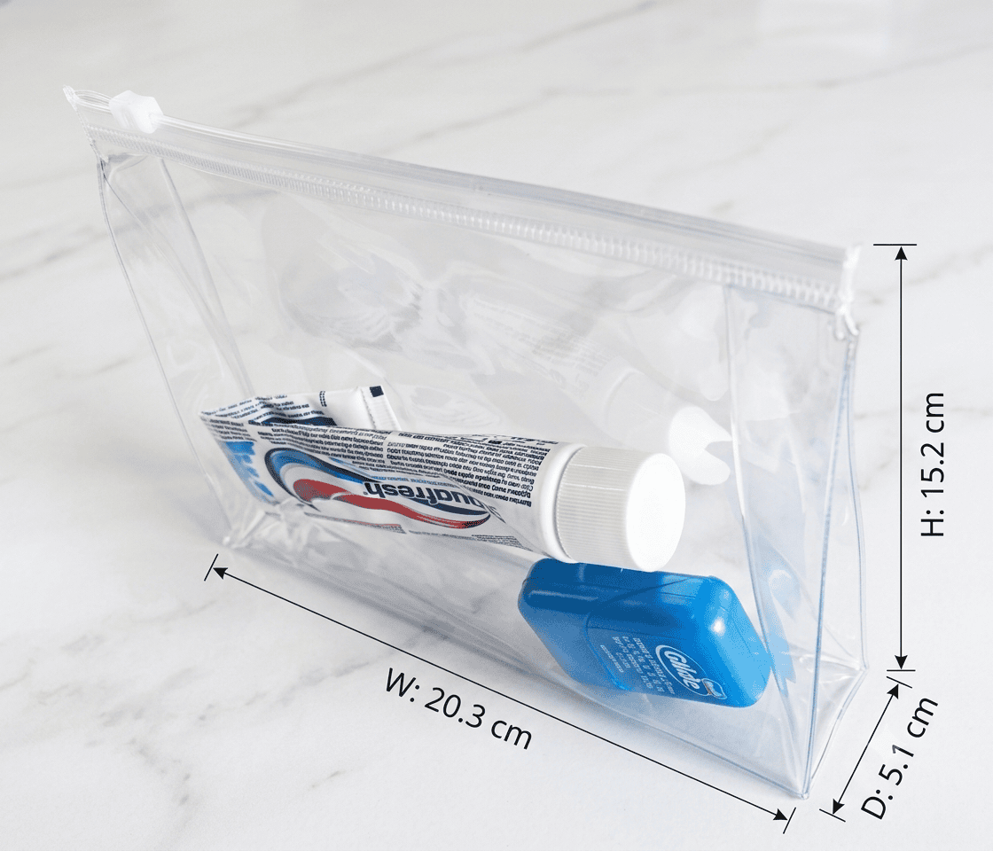 Clear PVC Soft Bag with White Slider Zipper 2 Clear PVC Soft Bag with White Slider Zipper - Image 2