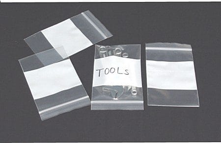 4 MIL thickness clear zip reclosable bags with White Writing Block