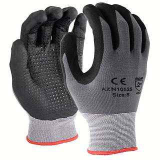 Micro Foam Black Nitrile Coating Gloves with Raised Nitrile Surface Dots