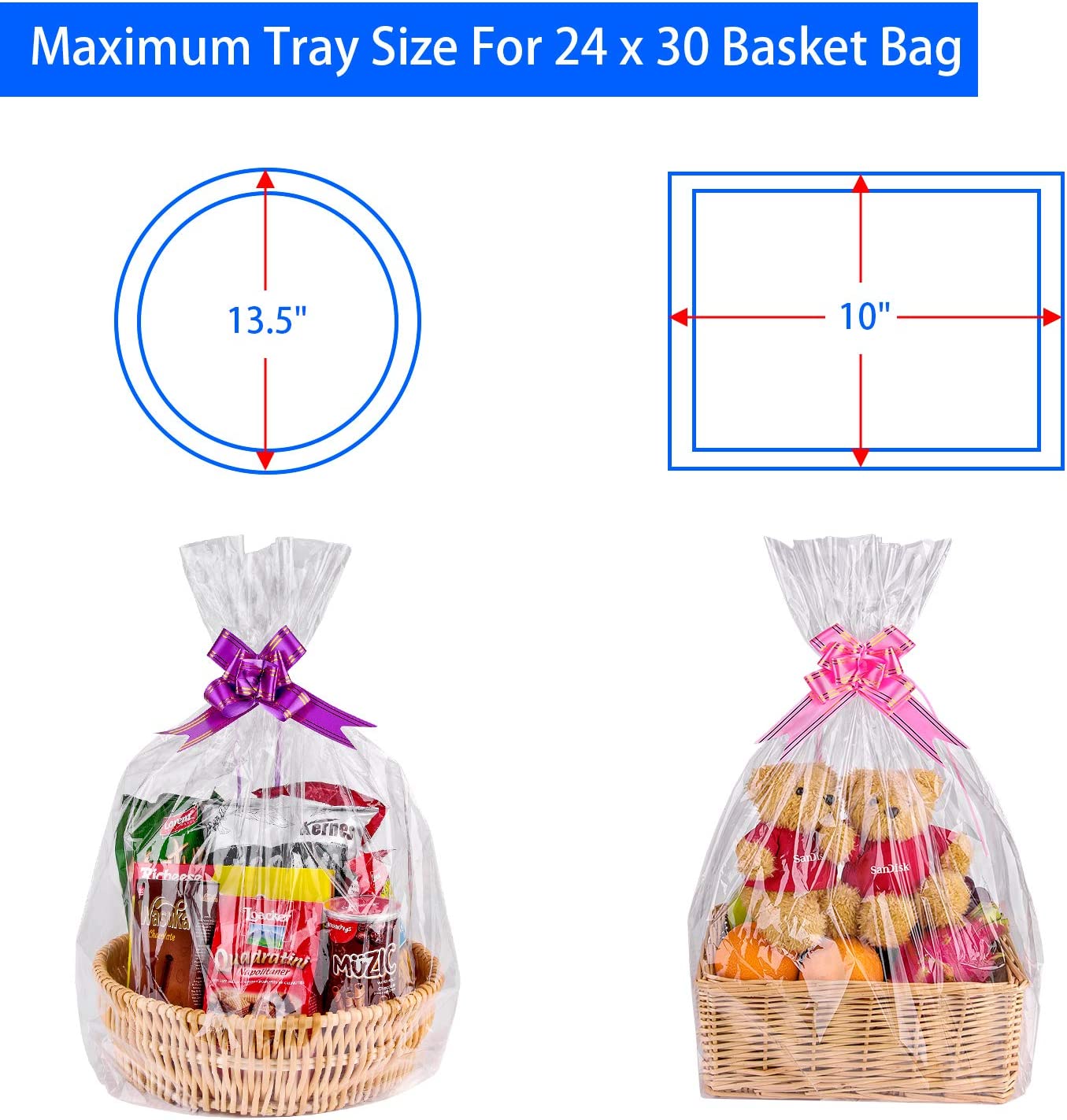 Clear Cello Basket Bags Extra Large - 1.6 BOPP 24 x 30
