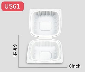 white hinged take out box